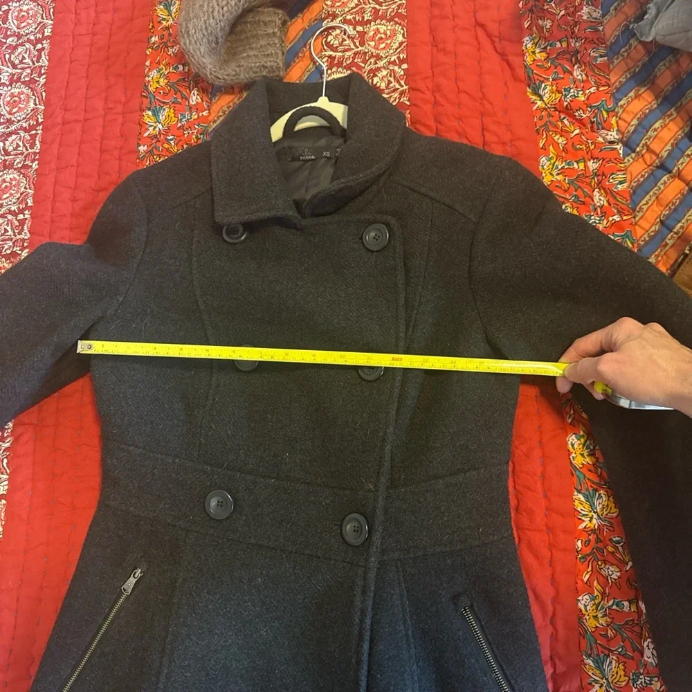 Prana Women's Black Double-Breasted Wool Pea Coat size xs - Picture 3 of 8